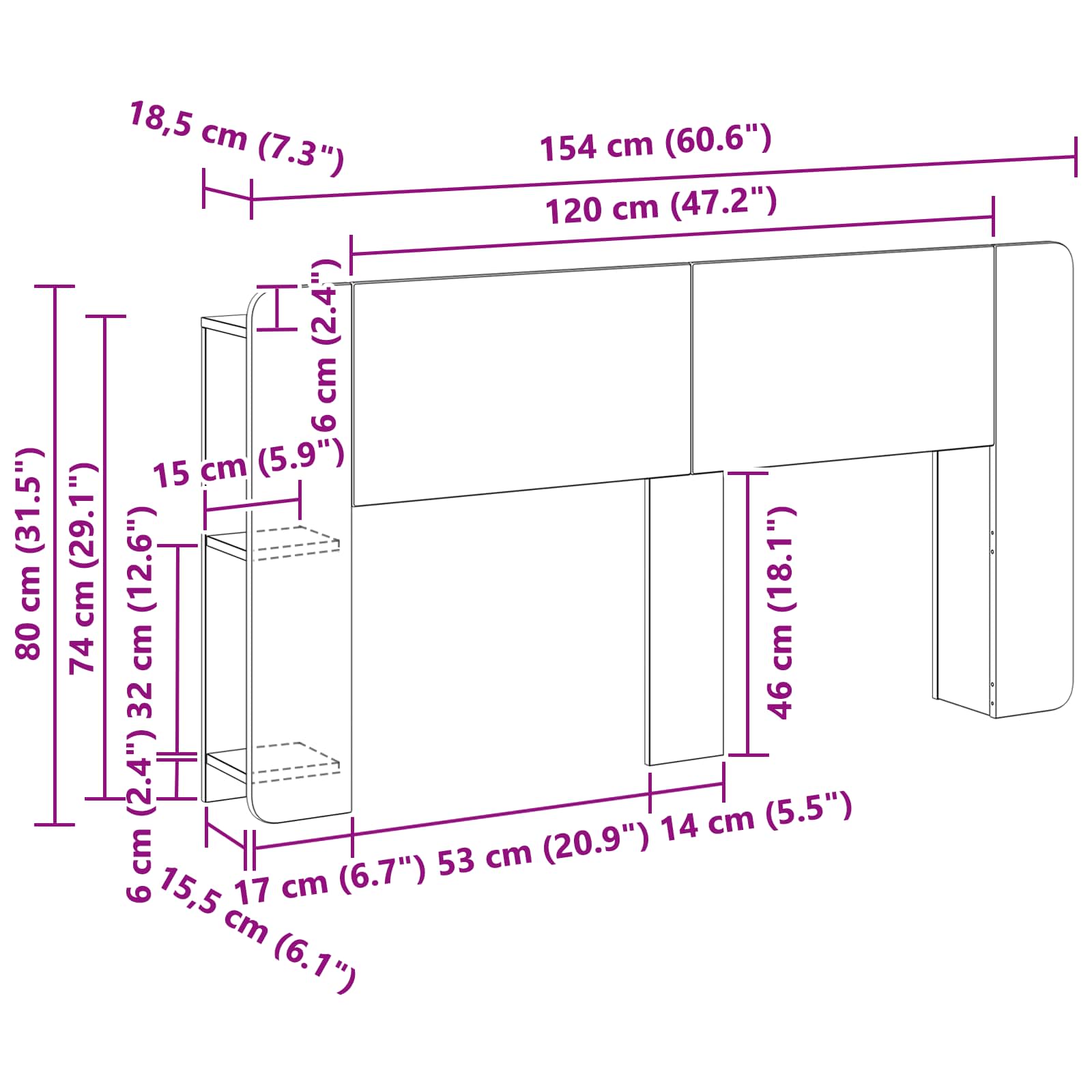 Testata del letto Rovere Sonoma Legno ingegnerizzato | homemem39