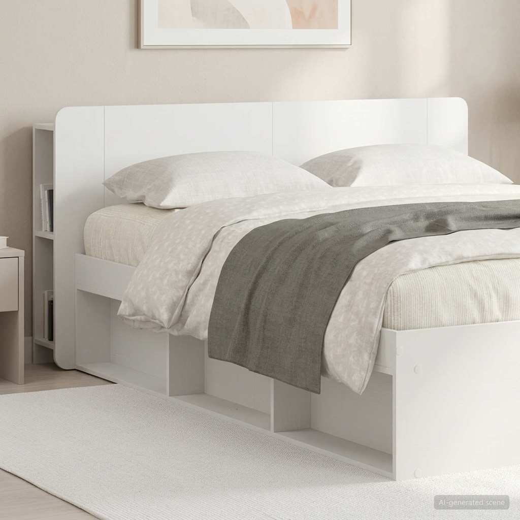Testata del letto Bianco Lucido Legno ingegnerizzato