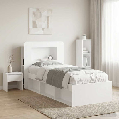 Testata del letto con archiviazione Bianco Legno ingegnerizzato