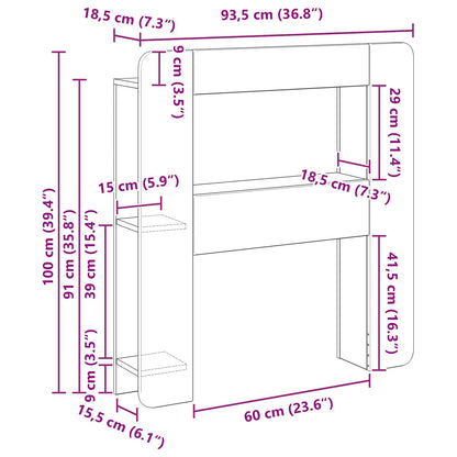 Testata del letto Rovere Fumo Legno ingegnerizzato