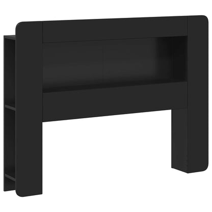 Testata del letto con archiviazione Nero Legno ingegnerizzato