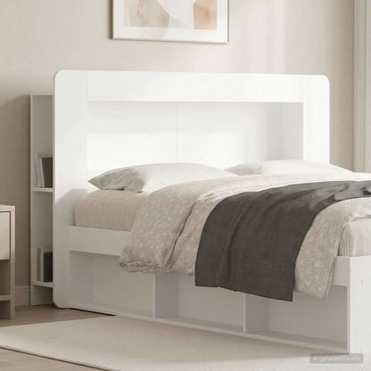 Testata del letto con archiviazione Bianco Legno ingegnerizzato