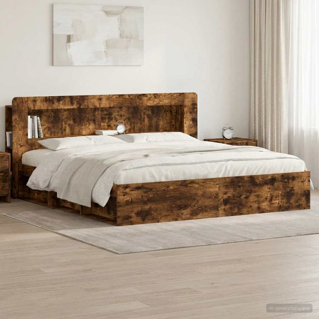 Testata del letto Rovere Fumo Legno ingegnerizzato