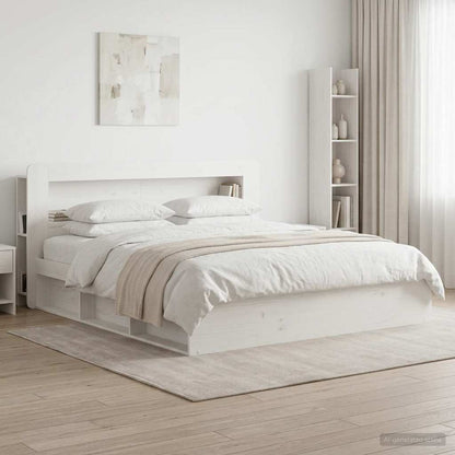 Testata del letto con archiviazione Bianco Legno ingegnerizzato