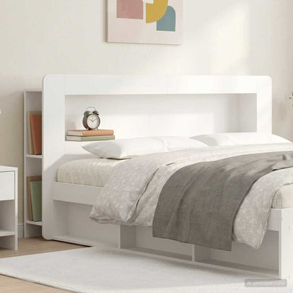 Testata del letto con archiviazione Bianco Legno ingegnerizzato
