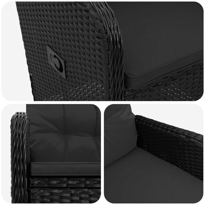 Sedia da giardino reclinabile Nero polyrattan