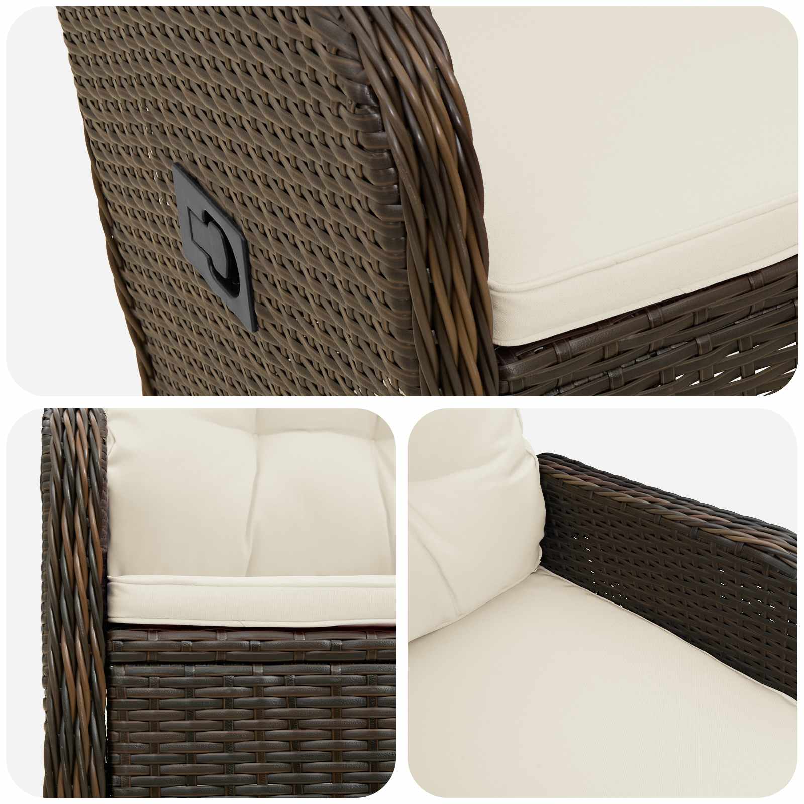 Sedia da giardino reclinabile Marrone e Bianco Crema | homemem39