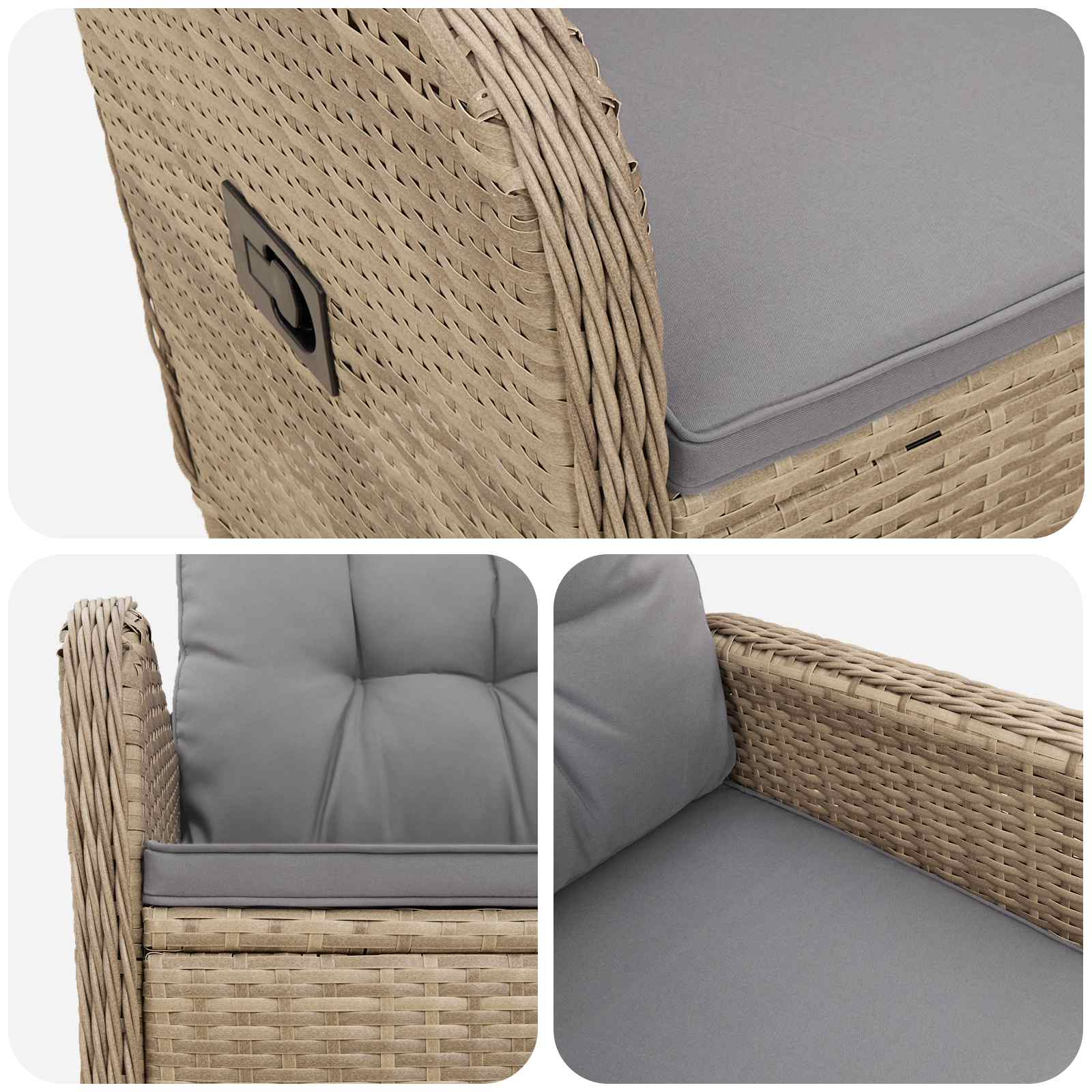 Sedia da giardino reclinabile Beige e Grigio Chiaro | homemem39