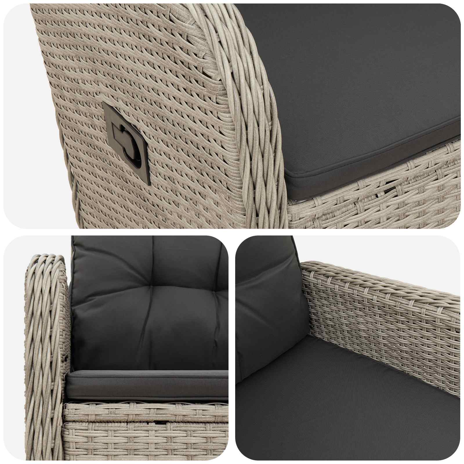 Sedia da giardino reclinabile Grigio chiaro e grigio scuro | homemem39