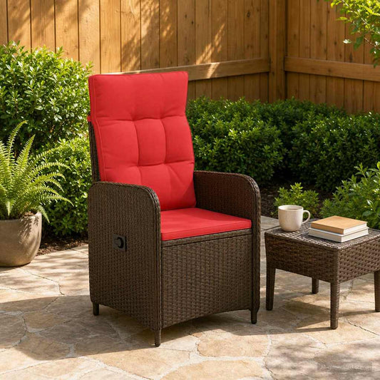 Sedia da giardino reclinabile Marrone e Rosso | homemem39