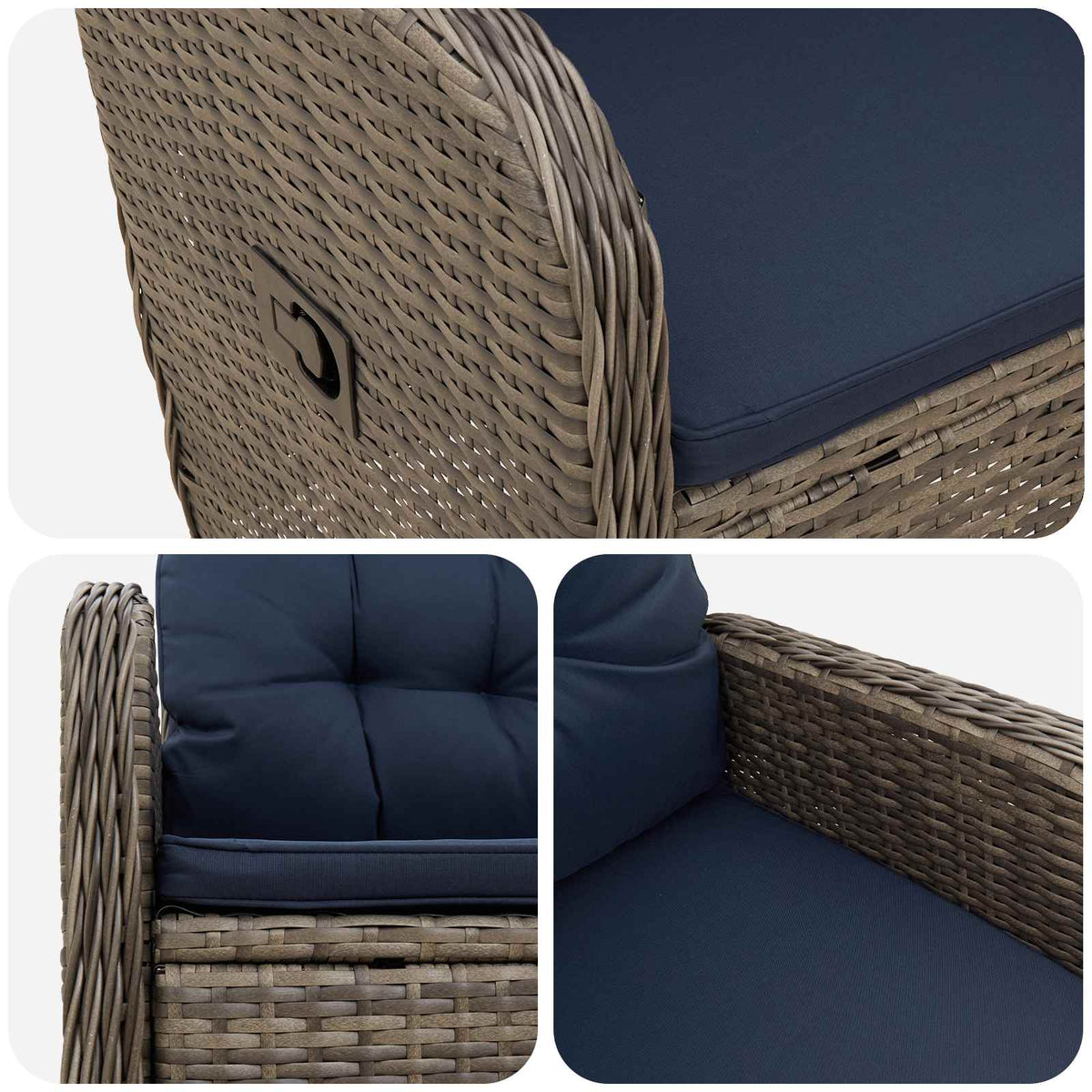 Sedia da giardino reclinabile Grigio e Blu Navy | homemem39