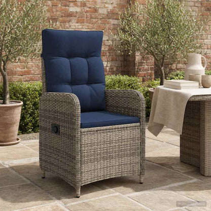 Sedia da giardino reclinabile Grigio e Blu Navy