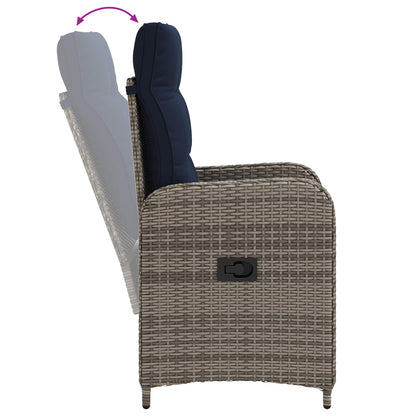 Sedia da giardino reclinabile Grigio e Blu Navy