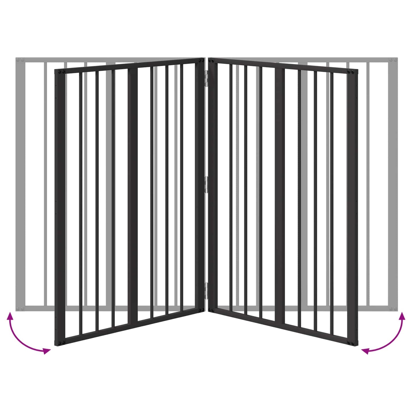 Cancello per cani 2 pcs Nero 100 x 100 cm Acciaio zincato | homemem39