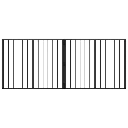 Cancello per cani 2 pcs Nero 100 x 80 cm Acciaio zincato | homemem39