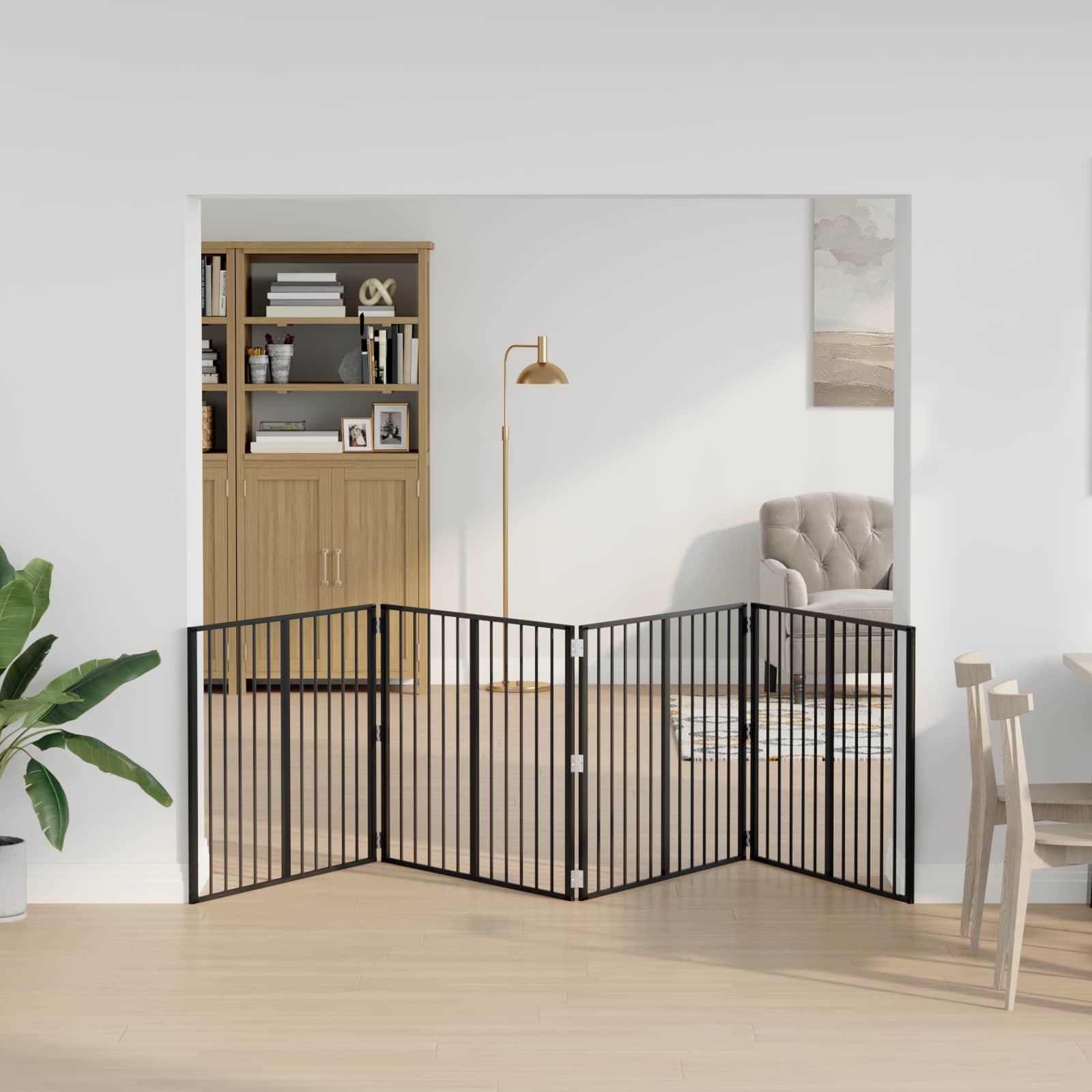 Cancello per cani 4 pcs Nero 100 x 80 cm Acciaio zincato | homemem39