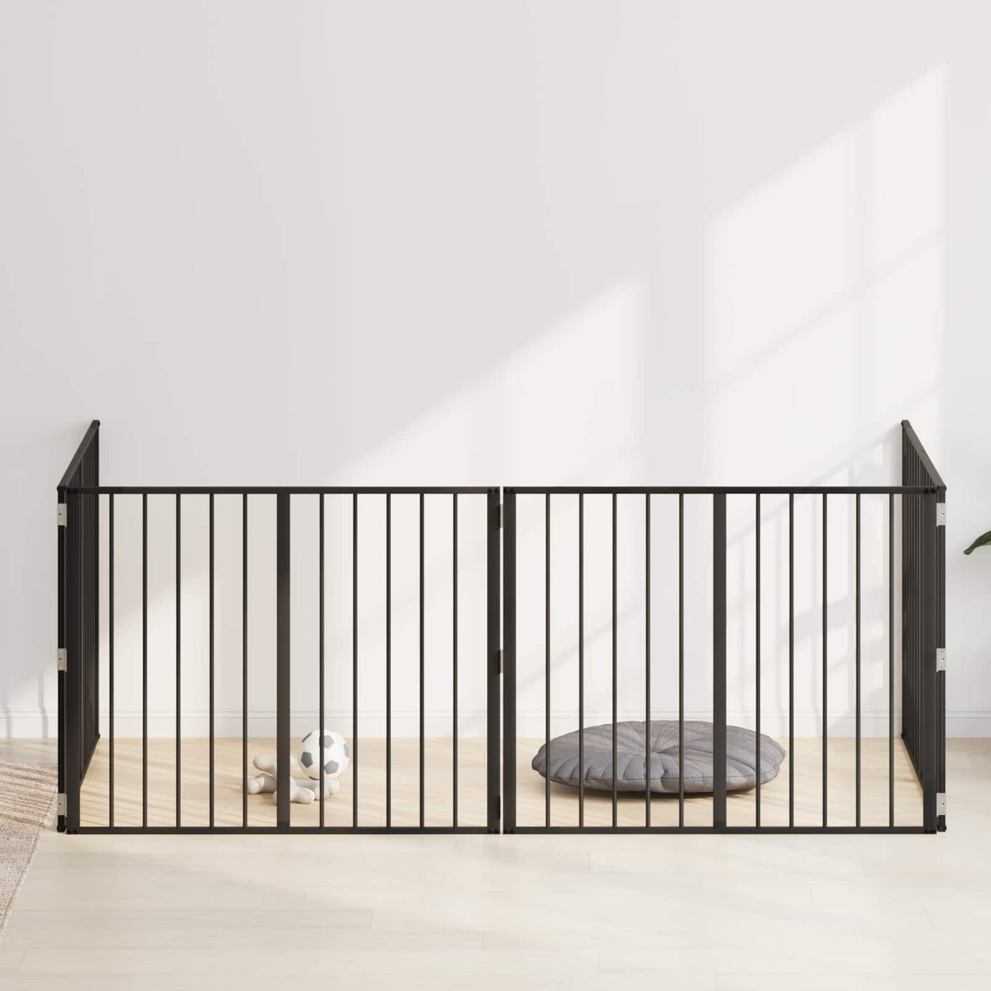 Cancello per cani 4 pcs Nero 100 x 80 cm Acciaio zincato | homemem39