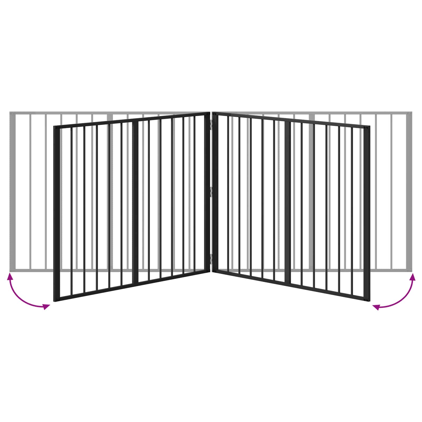 Cancello per cani 4 pcs Nero 100 x 80 cm Acciaio zincato | homemem39