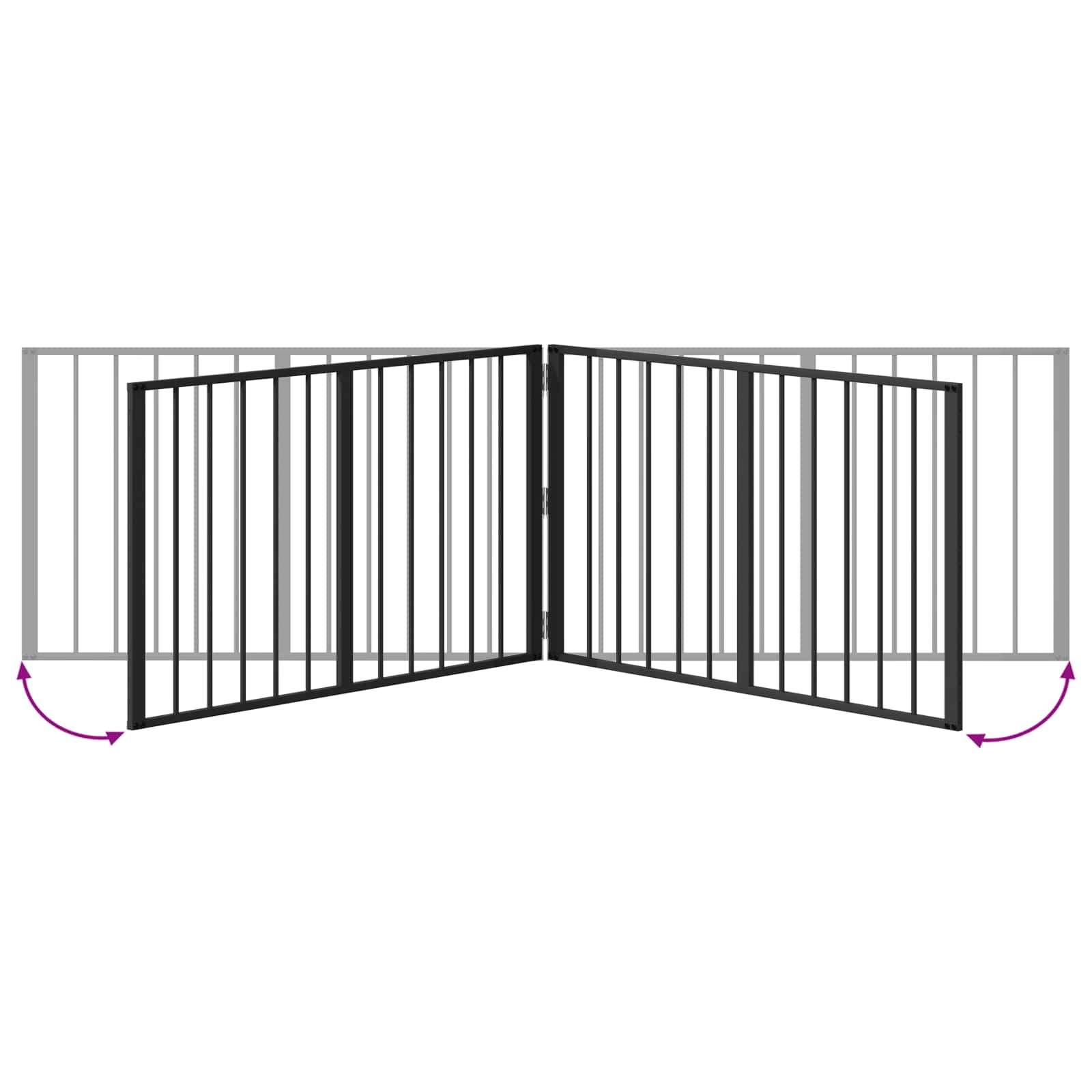 Cancello per cani 2 pcs Nero 100 x 60 cm Acciaio zincato | homemem39