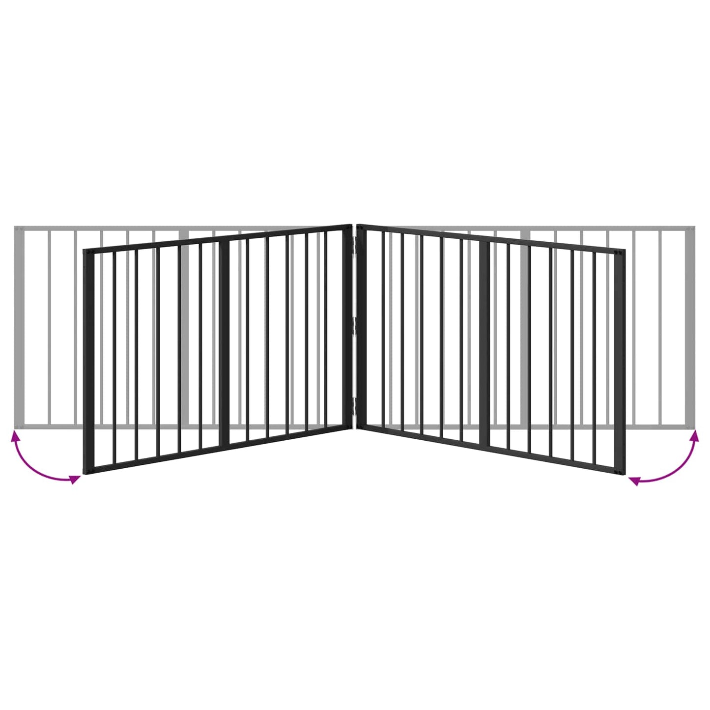 Cancello per cani 4 pcs Nero 100 x 60 cm Acciaio zincato | homemem39