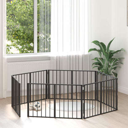 Cancello per cani 6 pcs Nero 100 x 60 cm Acciaio zincato | homemem39