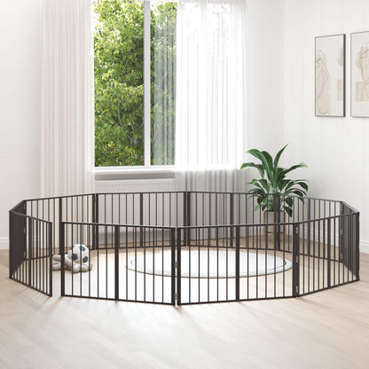 Cancello per cani 10 pcs Nero 100 x 60 cm Acciaio zincato