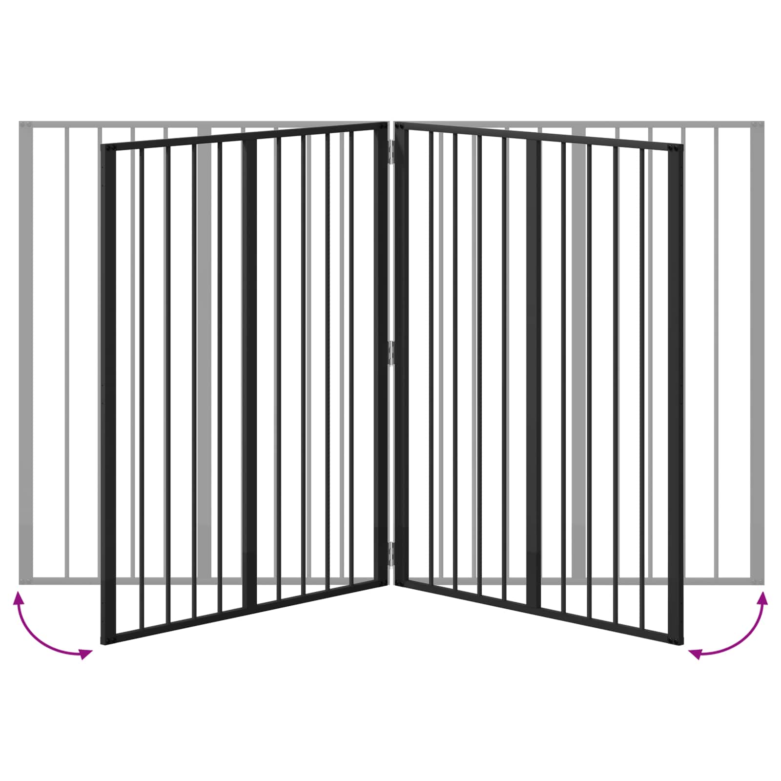 Cancello per cani 2 pcs Nero 80 x 100 cm Acciaio zincato | homemem39