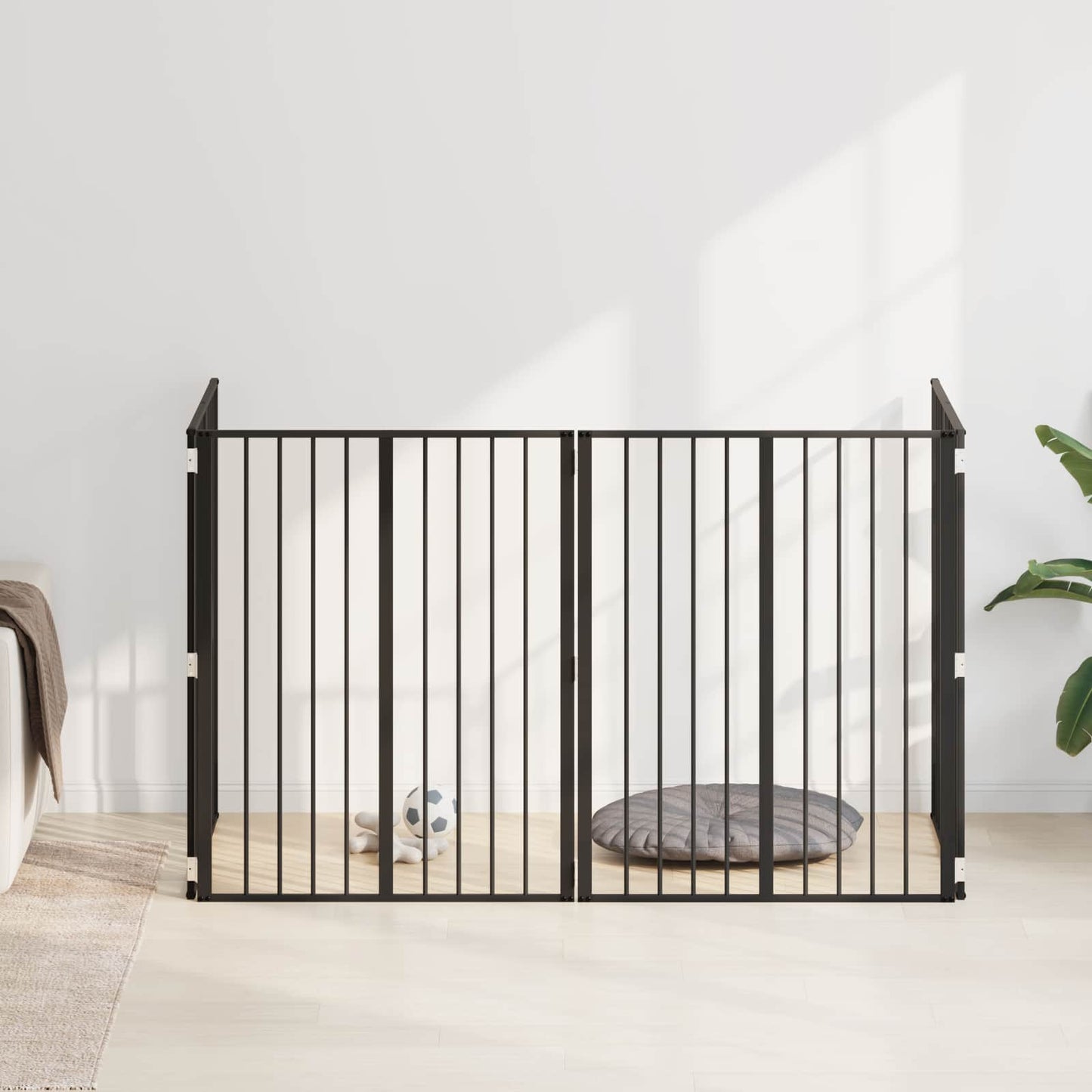 Cancello per cani 4 pcs Nero 80 x 100 cm Acciaio zincato | homemem39