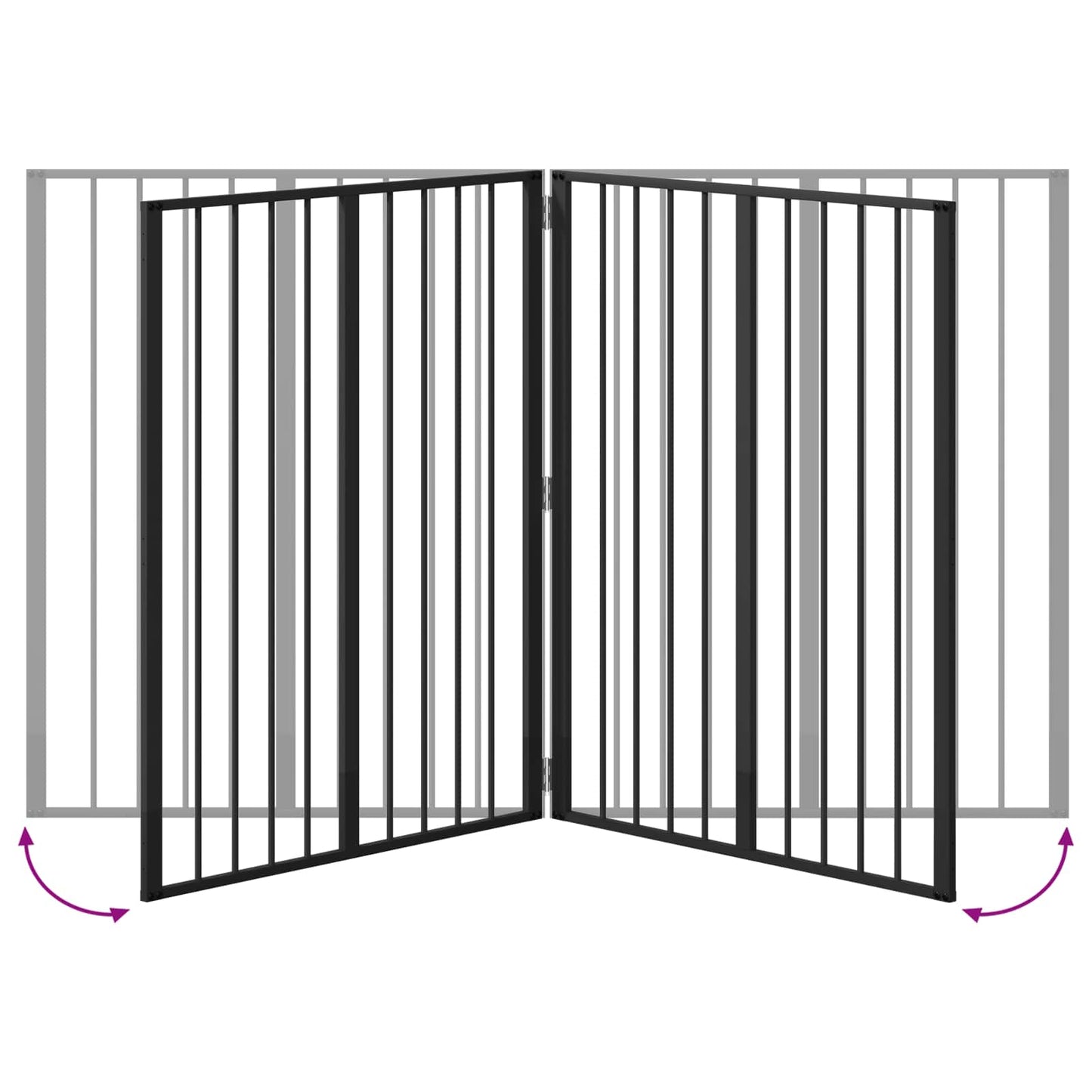 Cancello per cani 4 pcs Nero 80 x 100 cm Acciaio zincato | homemem39