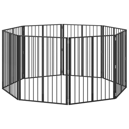 Cancello per cani 8 pcs Nero 80 x 100 cm Acciaio zincato