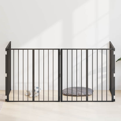 Cancello per cani 4 pcs Nero 80 x 80 cm Acciaio zincato | homemem39