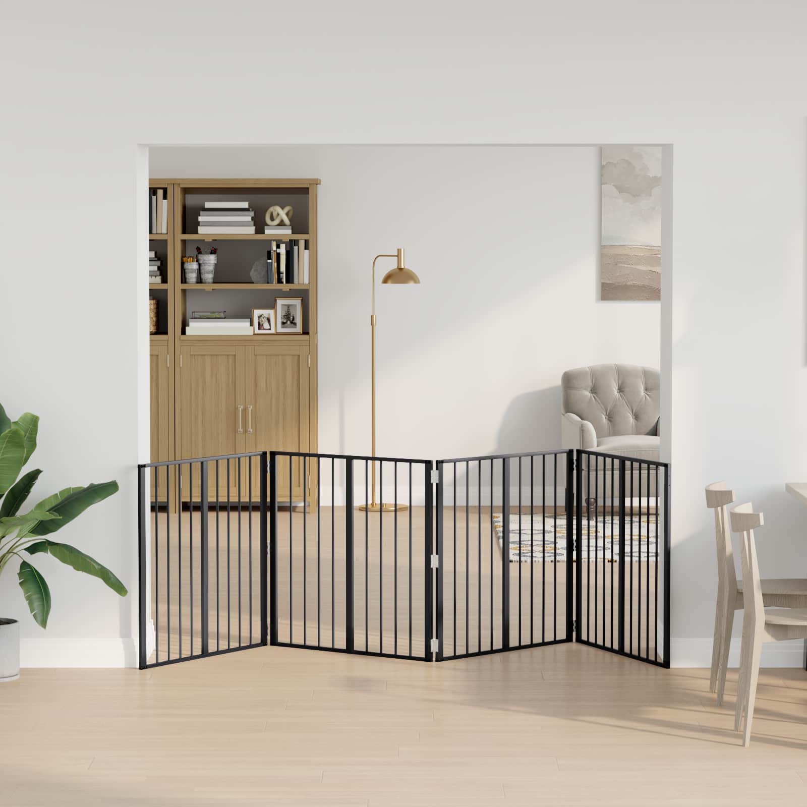 Cancello per cani 4 pcs Nero 80 x 80 cm Acciaio zincato | homemem39