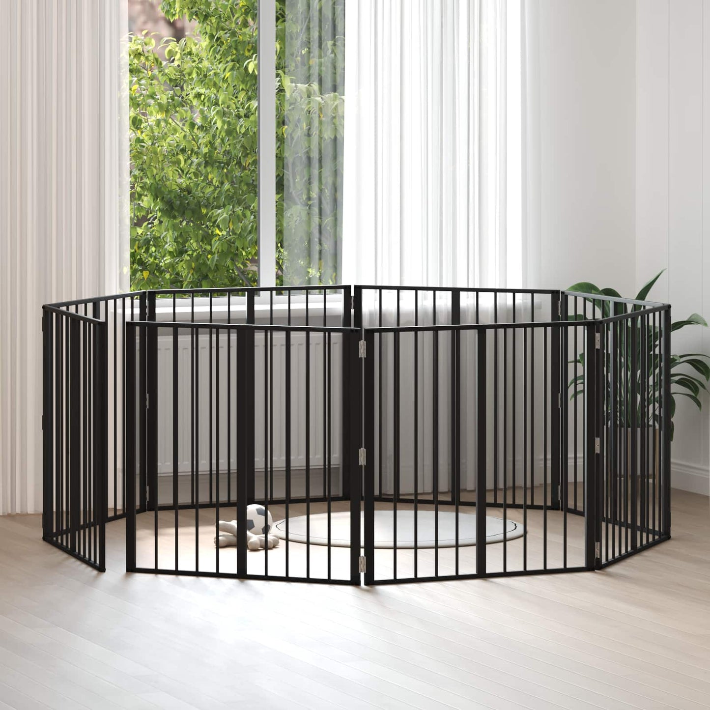 Cancello per cani 8 pcs Nero 80 x 80 cm Acciaio zincato