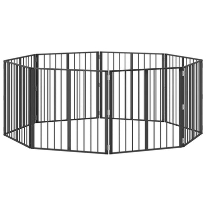 Cancello per cani 8 pcs Nero 80 x 80 cm Acciaio zincato