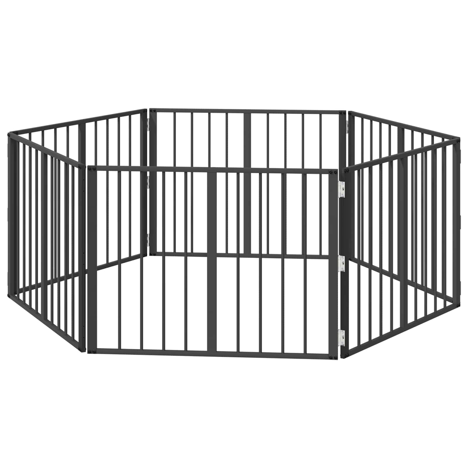Cancello per cani 6 pcs Nero 80 x 60 cm Acciaio zincato | homemem39