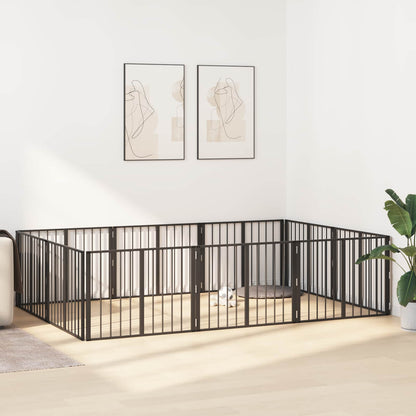 Cancello per cani 10 pcs Nero 80 x 60 cm Acciaio zincato