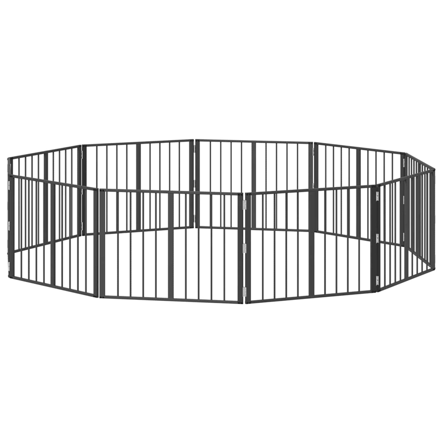Cancello per cani 10 pcs Nero 80 x 60 cm Acciaio zincato