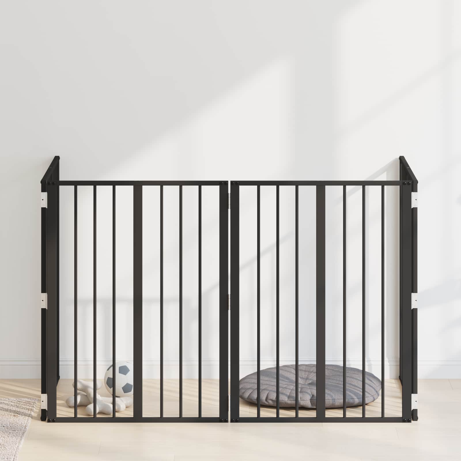 Cancello per cani 4 pcs Nero 60 x 80 cm Acciaio zincato | homemem39