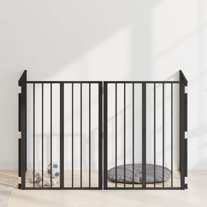 Cancello per cani 4 pcs Nero 60 x 80 cm Acciaio zincato | homemem39