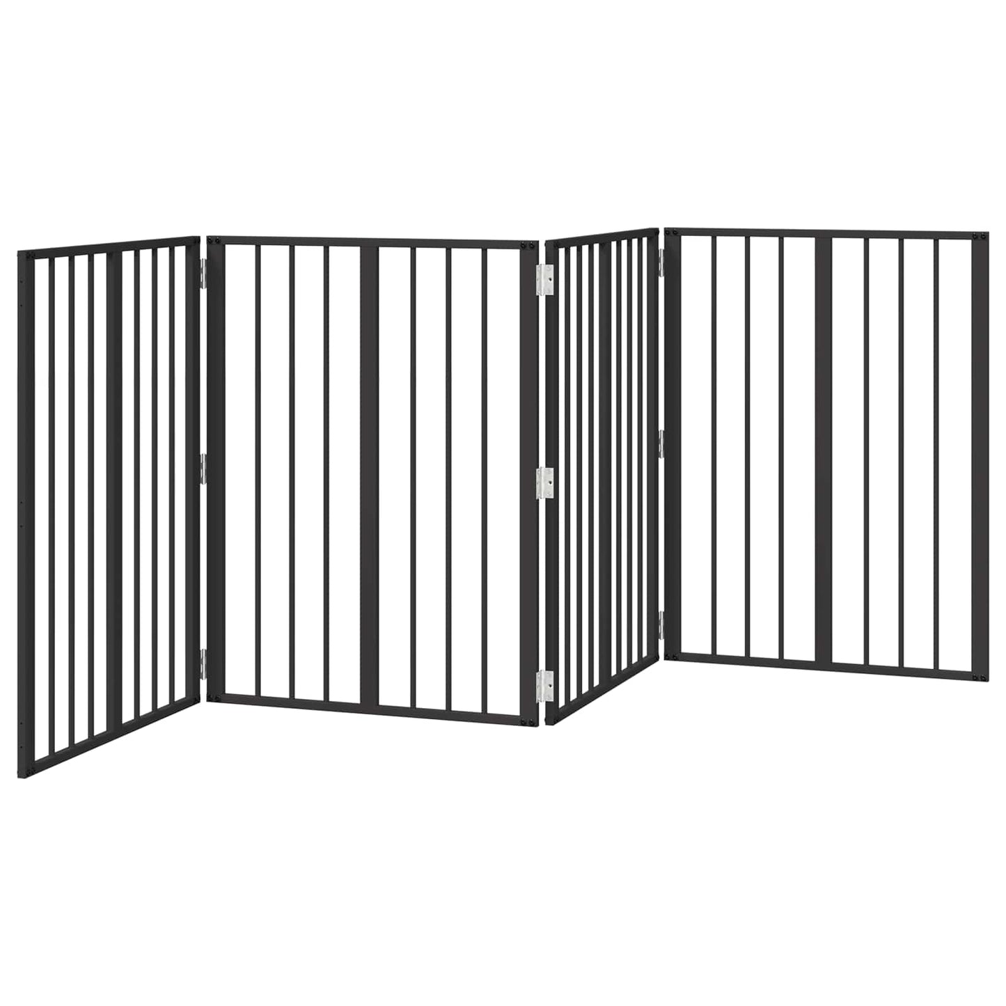 Cancello per cani 4 pcs Nero 60 x 80 cm Acciaio zincato | homemem39