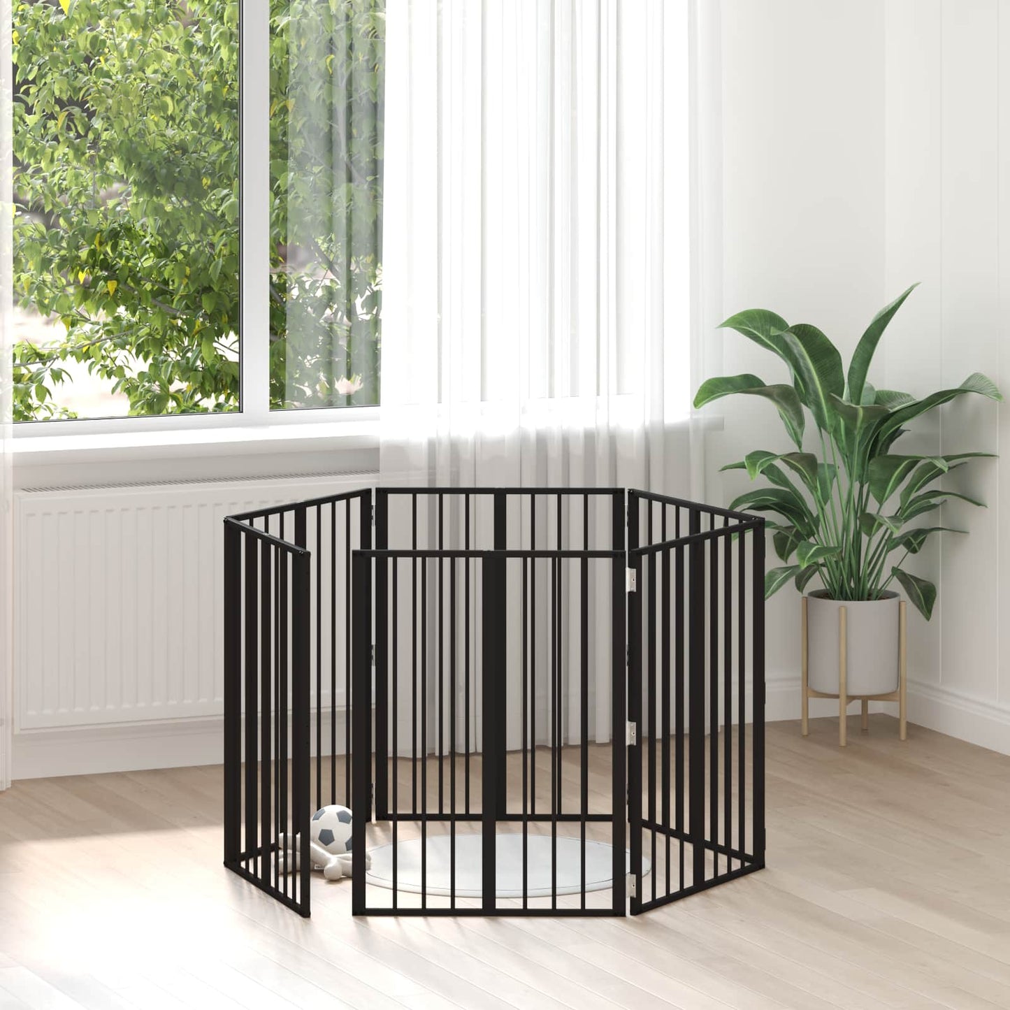 Cancello per cani 6 pcs Nero 60 x 80 cm Acciaio zincato