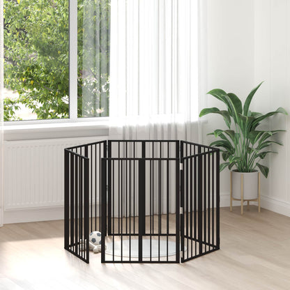 Cancello per cani 6 pcs Nero 60 x 80 cm Acciaio zincato