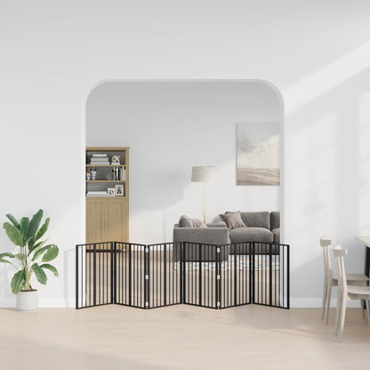 Cancello per cani 6 pcs Nero 60 x 80 cm Acciaio zincato