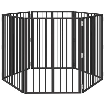 Cancello per cani 6 pcs Nero 60 x 80 cm Acciaio zincato