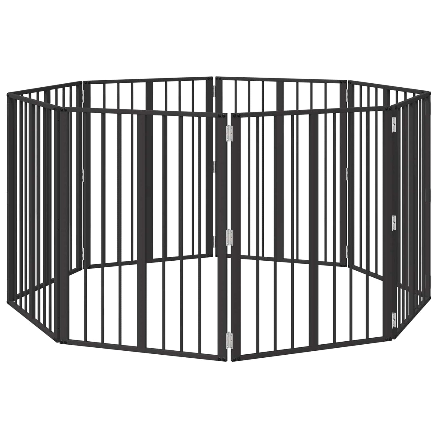 Cancello per cani 8 pcs Nero 60 x 80 cm Acciaio zincato