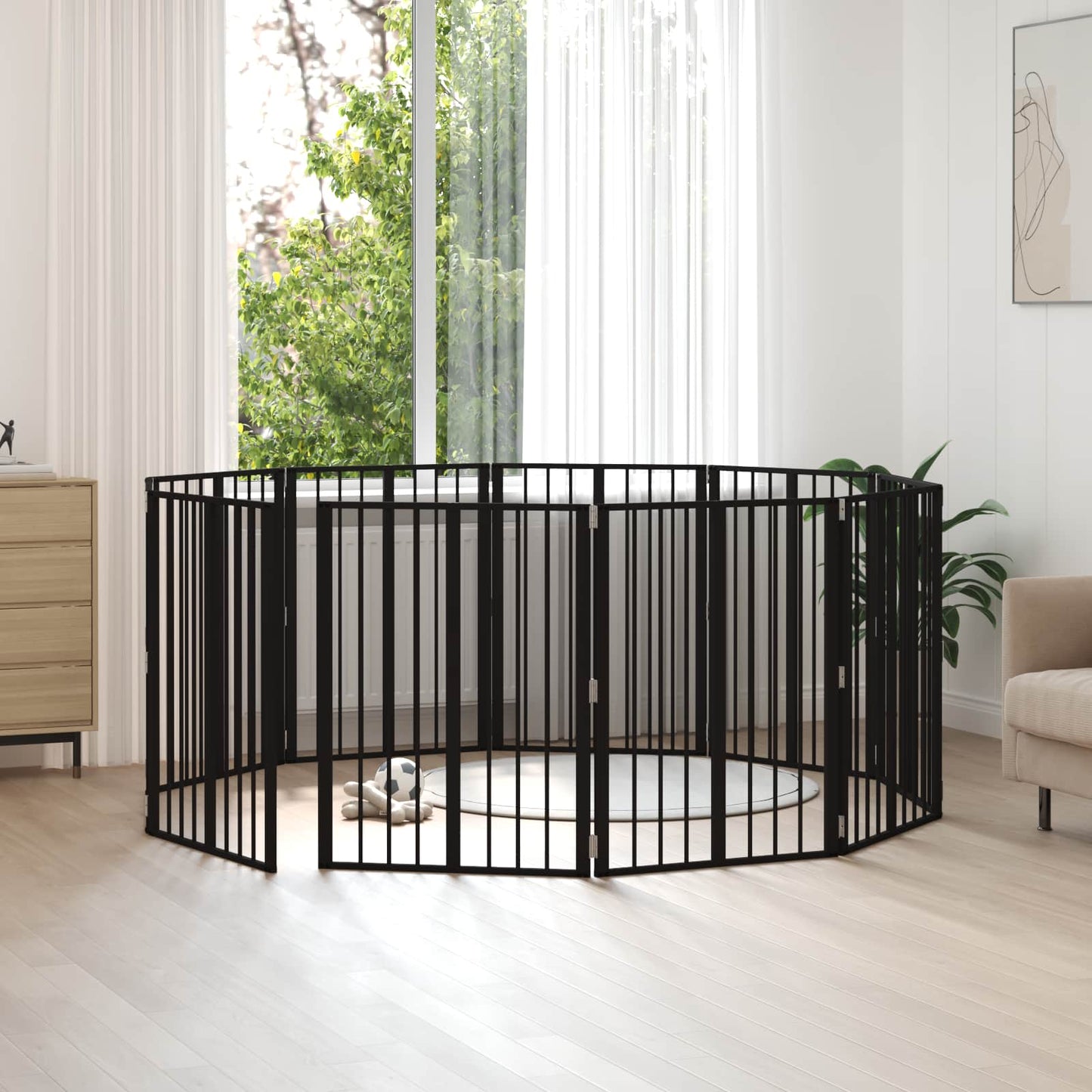 Cancello per cani 10 pcs Nero 60 x 80 cm Acciaio zincato