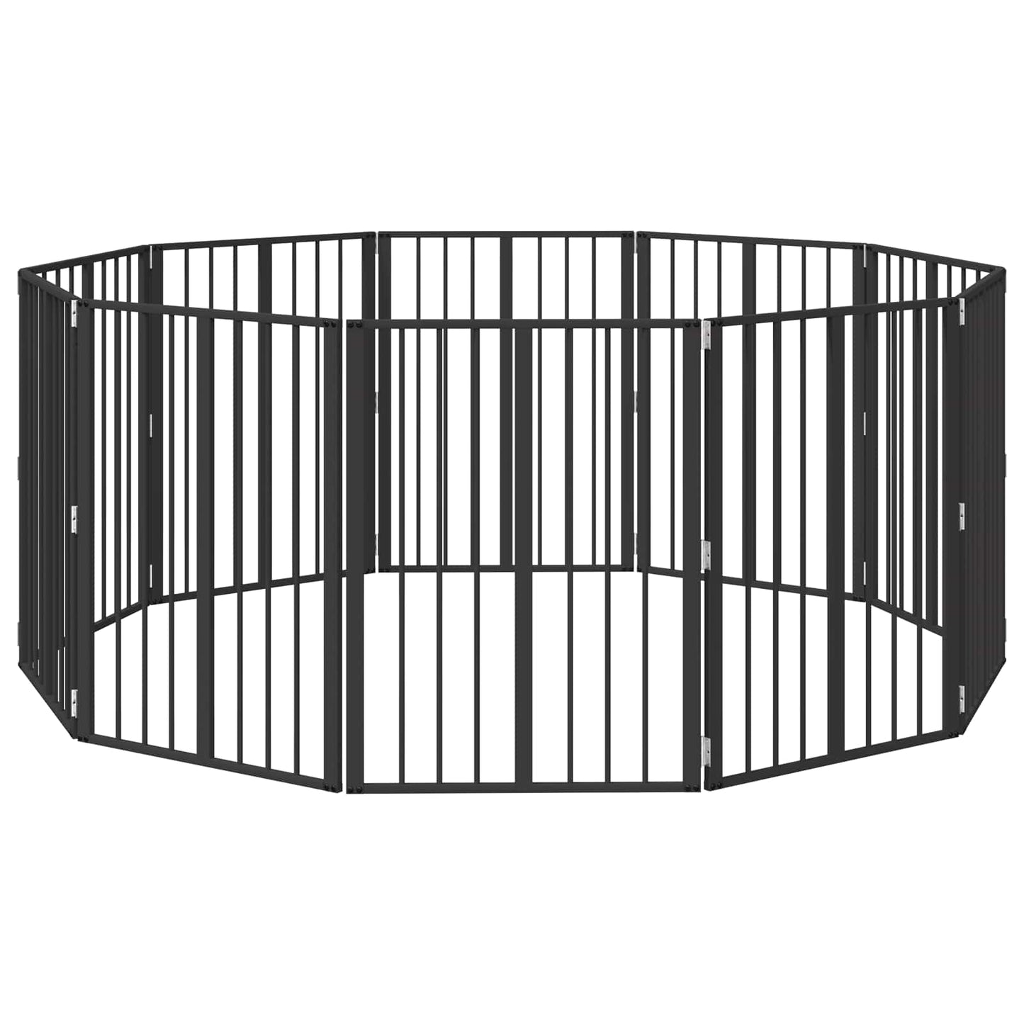 Cancello per cani 10 pcs Nero 60 x 80 cm Acciaio zincato