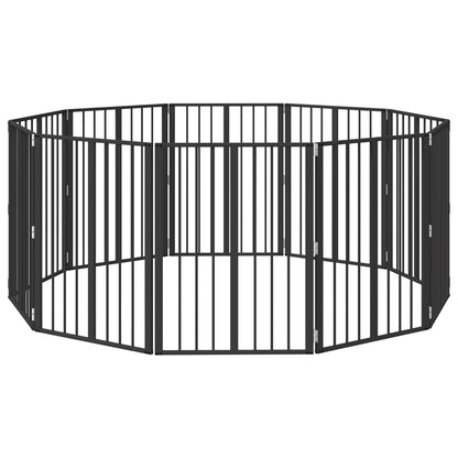 Cancello per cani 10 pcs Nero 60 x 80 cm Acciaio zincato