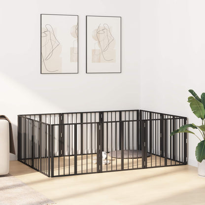 Cancello per cani 10 pcs Nero 60 x 60 cm Acciaio zincato | homemem39