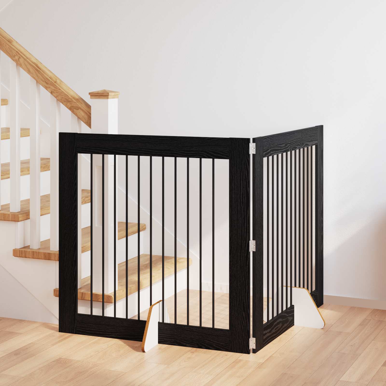 Cancello per cani con supporti 2 pcs Rovere Nero 100 x 100 cm | homemem39